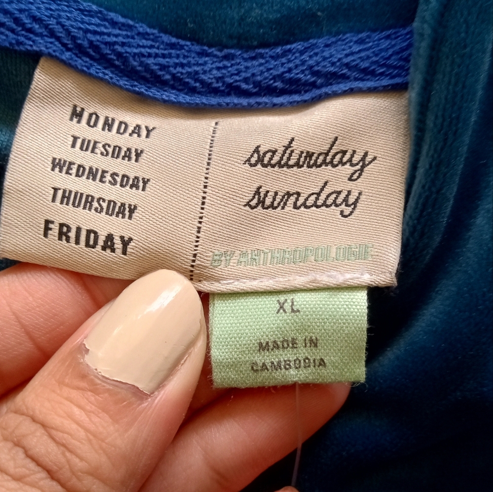 Anthropologie Women's Catie Cropped Velvet Zip-Up Hoodie Blue Size XL - Picture 3 of 9